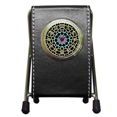 Colored Window Mandala Pen Holder Desk Clocks