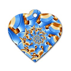 Gold Blue Bubbles Spiral Dog Tag Heart (one Side) by designworld65