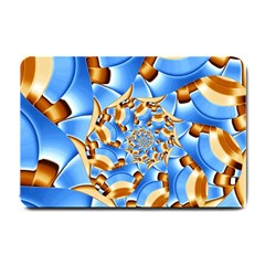 Gold Blue Bubbles Spiral Small Doormat  by designworld65