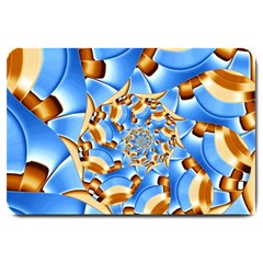 Gold Blue Bubbles Spiral Large Doormat  by designworld65