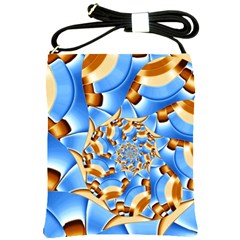 Gold Blue Bubbles Spiral Shoulder Sling Bags by designworld65