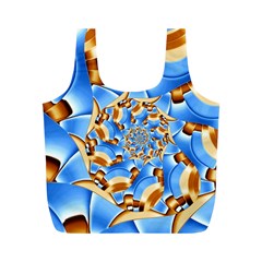 Gold Blue Bubbles Spiral Full Print Recycle Bags (m)  by designworld65