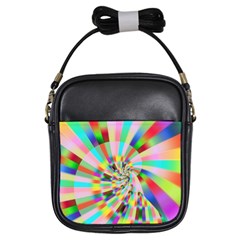 Irritation Funny Crazy Stripes Spiral Girls Sling Bags by designworld65