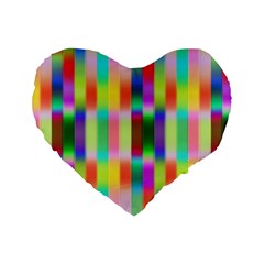 Multicolored Irritation Stripes Standard 16  Premium Flano Heart Shape Cushions by designworld65