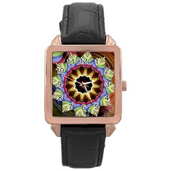 Love Energy Mandala Rose Gold Leather Watch  by designworld65