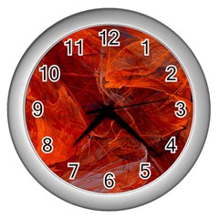 Swirly Love In Deep Red Wall Clocks (silver)  by designworld65