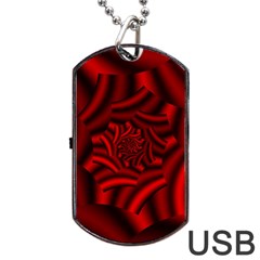 Metallic Red Rose Dog Tag Usb Flash (two Sides) by designworld65