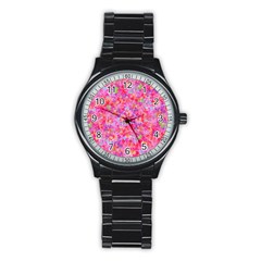 The Big Pink Party Stainless Steel Round Watch by designworld65