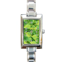 Green Springtime Leafs Rectangle Italian Charm Watch by designworld65