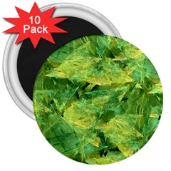 Green Springtime Leafs 3  Magnets (10 Pack)  by designworld65