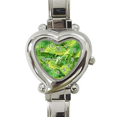 Green Springtime Leafs Heart Italian Charm Watch by designworld65