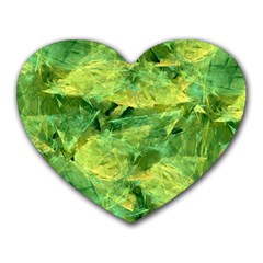 Green Springtime Leafs Heart Mousepads by designworld65