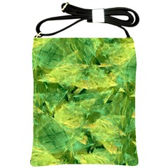 Green Springtime Leafs Shoulder Sling Bags by designworld65