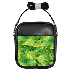 Green Springtime Leafs Girls Sling Bags by designworld65