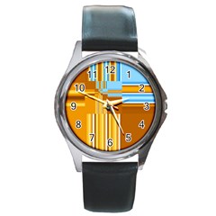 Endless Window Blue Gold Round Metal Watch by designworld65