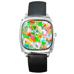 Colorful Summer Splash Square Metal Watch by designworld65