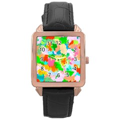 Colorful Summer Splash Rose Gold Leather Watch  by designworld65