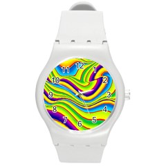 Summer Wave Colors Round Plastic Sport Watch (M)