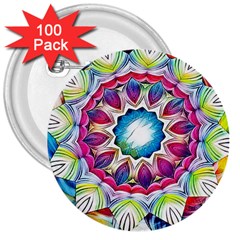 Sunshine Feeling Mandala 3  Buttons (100 Pack)  by designworld65