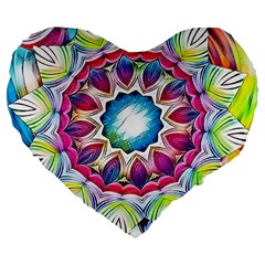 Sunshine Feeling Mandala Large 19  Premium Flano Heart Shape Cushions by designworld65