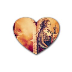 Fantasy Art Painting Magic Woman  Rubber Coaster (Heart) 