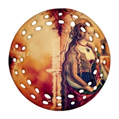 Fantasy Art Painting Magic Woman  Ornament (Round Filigree)