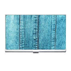 Denim Jeans Fabric Texture Business Card Holders by paulaoliveiradesign