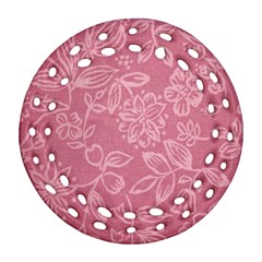 Floral Rose Flower Embroidery Pattern Round Filigree Ornament (two Sides) by paulaoliveiradesign