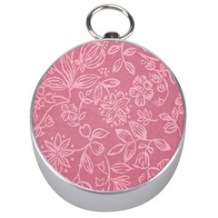 Floral Rose Flower Embroidery Pattern Silver Compasses