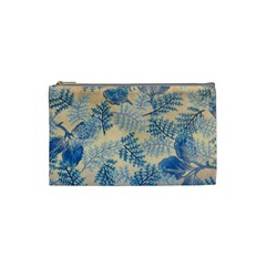 Fabric Embroidery Blue Texture Cosmetic Bag (small)  by paulaoliveiradesign