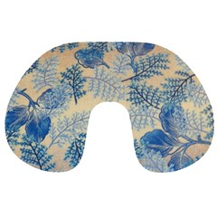 Fabric Embroidery Blue Texture Travel Neck Pillows by paulaoliveiradesign