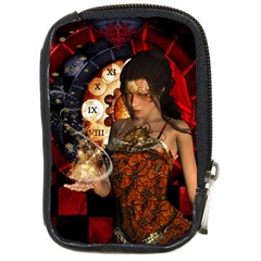Steampunk, Beautiful Steampunk Lady With Clocks And Gears Compact Camera Cases