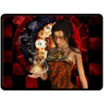 Steampunk, Beautiful Steampunk Lady With Clocks And Gears Fleece Blanket (Large)  80 x60  Blanket Front