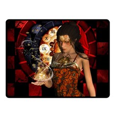 Steampunk, Beautiful Steampunk Lady With Clocks And Gears Double Sided Fleece Blanket (small)  by FantasyWorld7