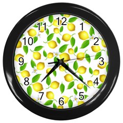 Lemon Pattern Wall Clocks (black) by Valentinaart