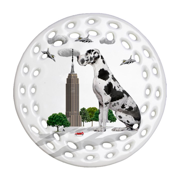 Great Dane Round Filigree Ornament (Two Sides)