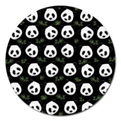 Panda Pattern Magnet 5  (round) by Valentinaart
