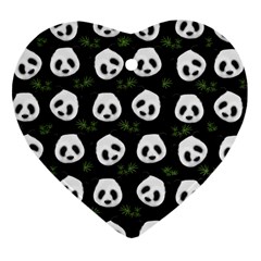 Panda Pattern Heart Ornament (two Sides) by Valentinaart