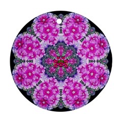 Fantasy Cherry Flower Mandala Pop Art Ornament (round) by pepitasart