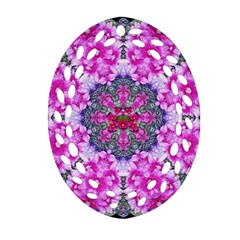 Fantasy Cherry Flower Mandala Pop Art Oval Filigree Ornament (two Sides) by pepitasart