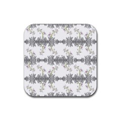 Floral Collage Pattern Rubber Coaster (square)  by dflcprints