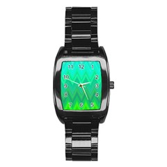 Zig Zag Chevron Classic Pattern Stainless Steel Barrel Watch