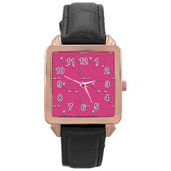 Rhino Pattern Wallpaper Vector Rose Gold Leather Watch 