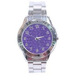 Floral Pattern Stainless Steel Analogue Watch