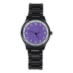 Floral Pattern Stainless Steel Round Watch by ValentinaDesign