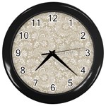 Floral pattern Wall Clocks (Black) Front