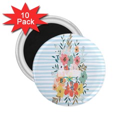 Watercolor Bouquet Floral White 2 25  Magnets (10 Pack)  by Nexatart