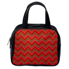 Background Retro Red Zigzag Classic Handbags (one Side)