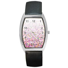 Pattern Square Background Diagonal Barrel Style Metal Watch by Nexatart