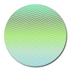 Green Line Zigzag Pattern Chevron Round Mousepads by Nexatart